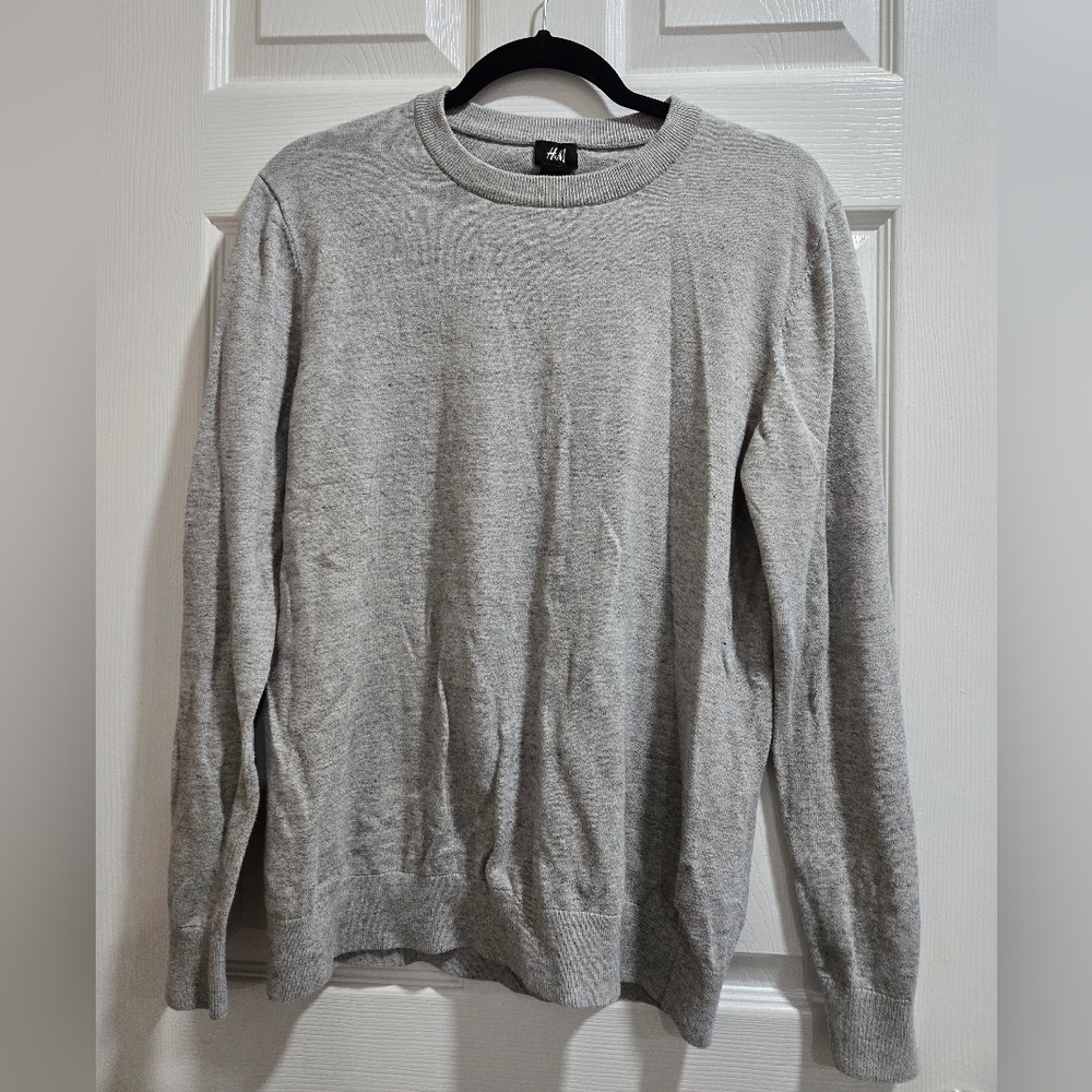 H&M Light Gray Crewneck Sweater for Men